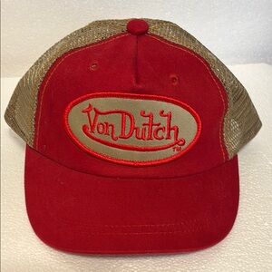 Deal on Von Dutch Red and Brown Child Mesh truckers Hat and Cap SnapBack  nwot